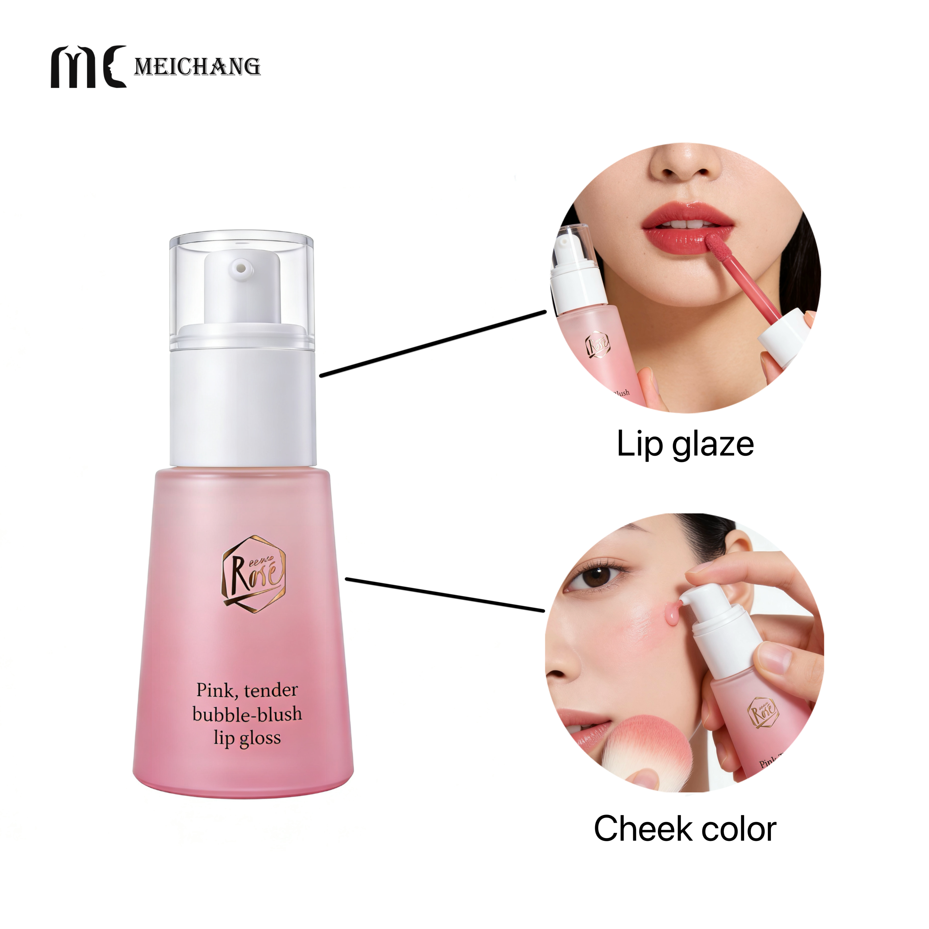 30ml 2-in-1 Pump & Brush Glass Cosmetic Bottle for Precision Dosage Control in Lip & Cheek Makeup