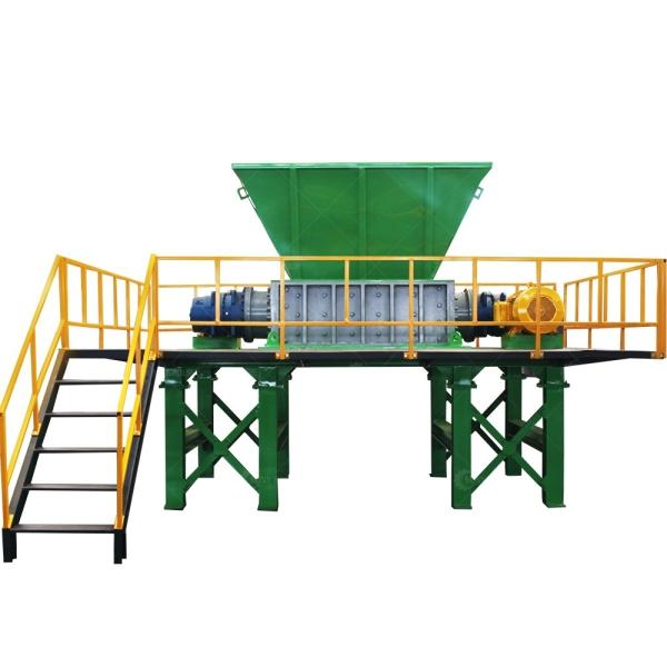 15000W triturador de eixo duplo para reciclagem automática de pneus de caminhão de resíduos de borracha de plástico