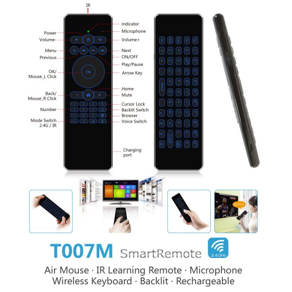 2.4Ghz Wireless Air Mouse & Keyboard With Gyroscope , Rechargeable Air Mouse