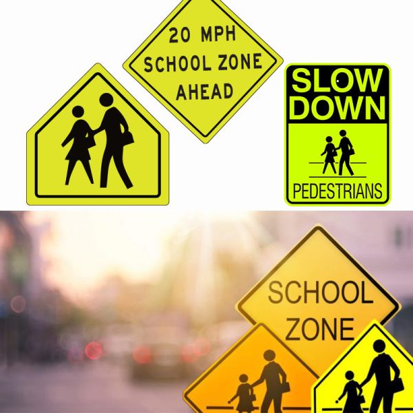 Desacelerar el cruce de señales de advertencia reflectantes para la zona de la escuela de aluminio Custom