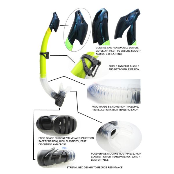 Взрослый плавая мундштук шноркеля клапана Freediving сухой