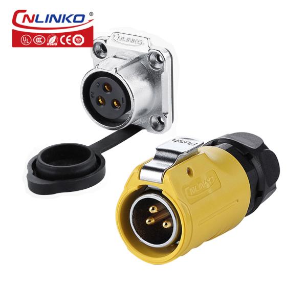 Cnlinko M20 Quick Connector Cable 12v 20A 3 Pin Battery Connector Industrial Plug 3 Pin Pin Socket Connector