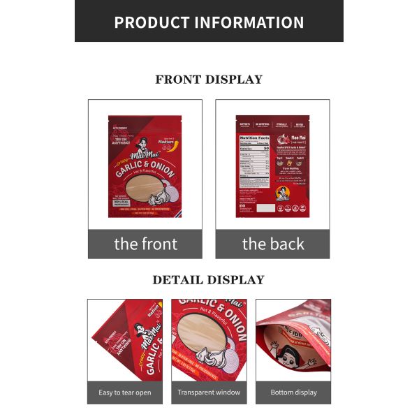 Moisture Proof Dried Food Packaging Bag With Matte Window And Tear Notch