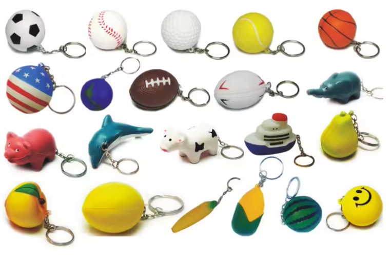 Personalized 3D Basketball Stress Keychain Badge Soft PU For Promotion Gifts