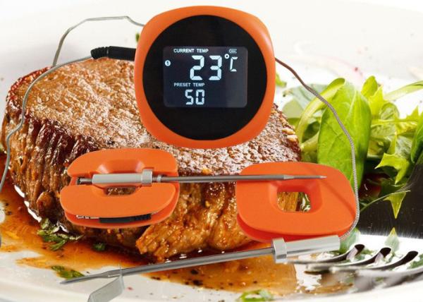 100 Meters Range Bluetooth BBQ Thermometer 115mm Probe Max Support 6 Channels
