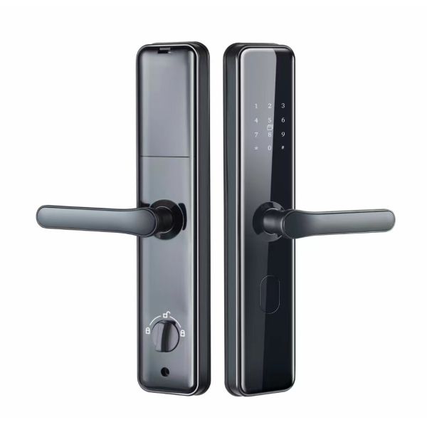 Outdoor Security Digital Door Handle with Tuya Ttlock and Fingerprint Recognition