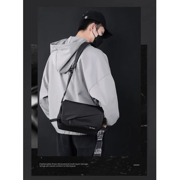 Mens Black Laptop Shoulder Messenger Bag Large Washable Sling Cross Shoulder Side Bag