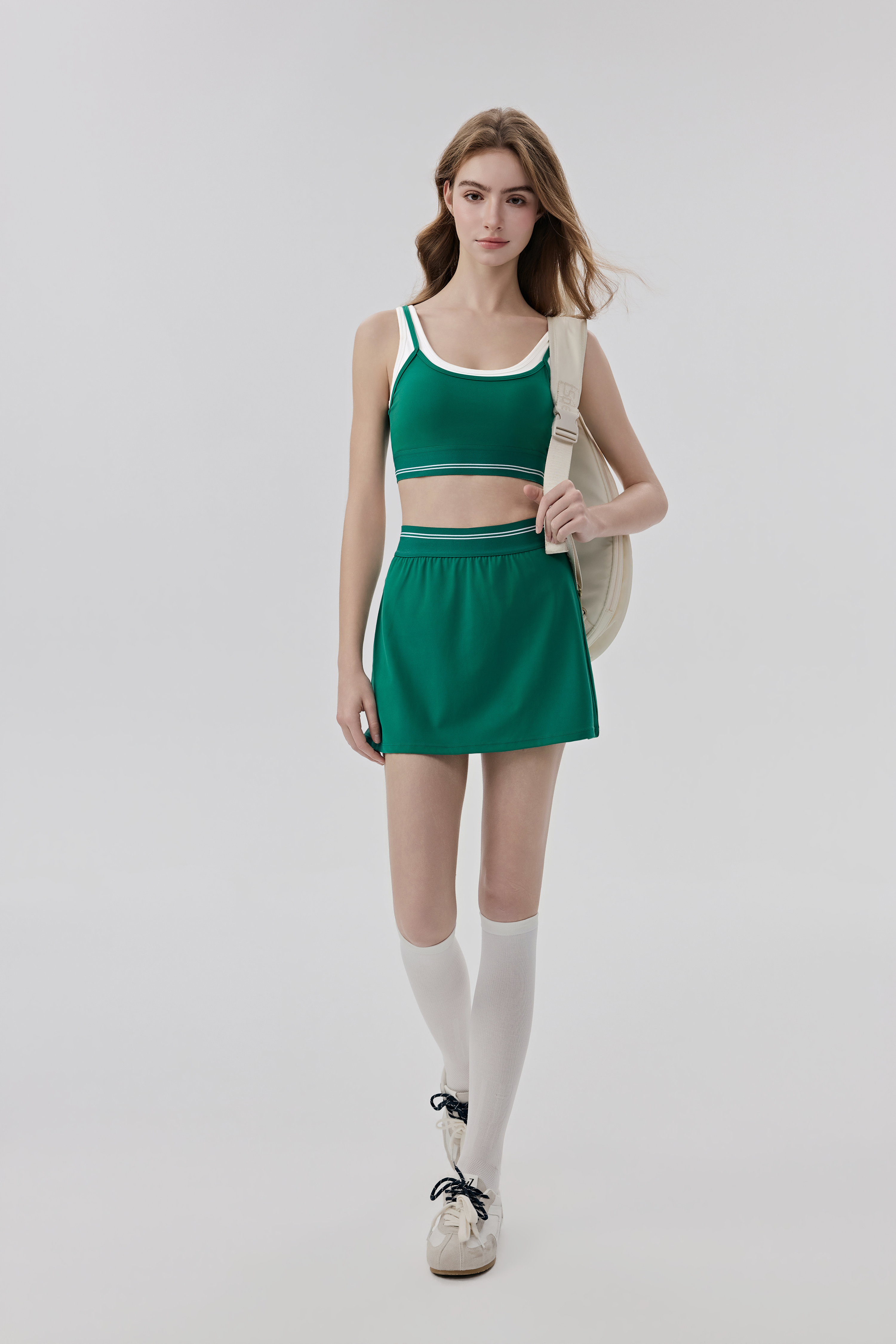 Light Green Active Skort with Built-in Shorts and Ball Pocket for Tennis and Workout Performance