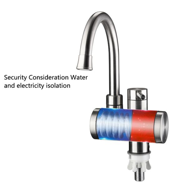 304 Stainless Steel Instant Heating Bathroom Hot And Cold Water Faucet