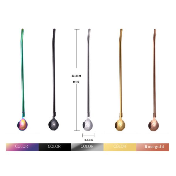 Spoon Type Reusable Stainless Steel Straws In Fashionable Design 22.2*2.5cm