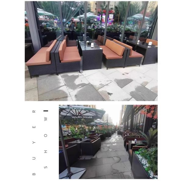 Outdoor Sofa Set Patio Garden Yard Table And Chairs Waterproof And Sunproof Rattan Woven Wicker Sofa For Terrace