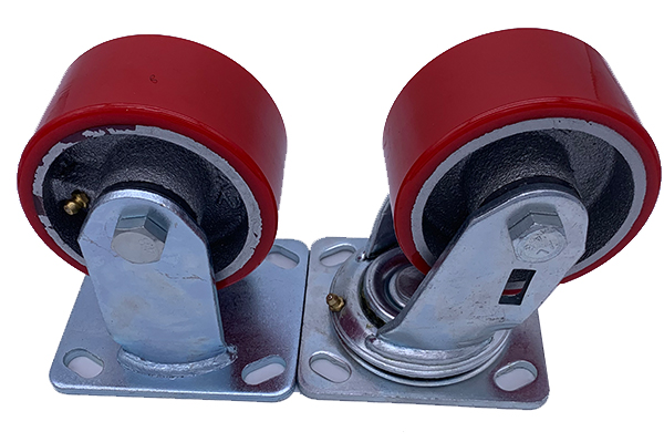 4 Inch Heavy Duty Rigid Fixed PU Caster Wheel Iron Polyurethane Caster Wheels