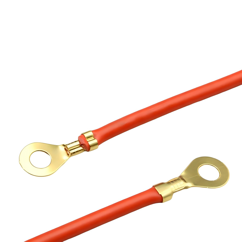 Bulk Order Double End O‑Ring Eyelet Terminal Jumper Wire Harness, ODM Oxygen‑Free Pure Copper Brass Ring Lug Cable for Battery, Chinese Manufacturer Wire Harness