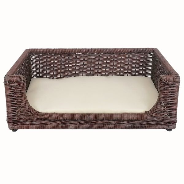 Factory Wholesale Metal Frame Round Rattan Wicker Rectangle Dogs and Cats Bed