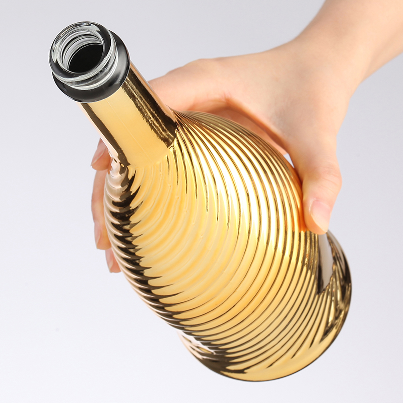 Стеклянный воротник шелковый рот длинная шея искрящийся золотой вилл шампанский пузырь бутылка для свадеб