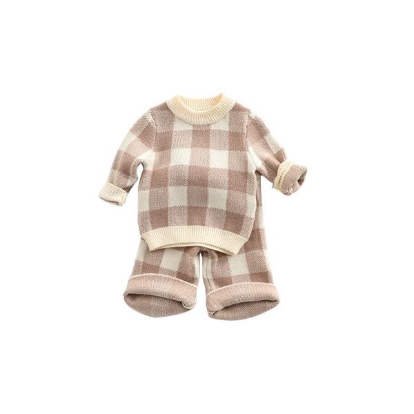 Custom LOGO Cotton baby sweaters sets newborn winter Clothes Sets Jacquard Chunky knitted Pant Long sleeve kids knit s