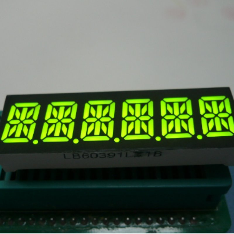 Custom Super Bright Green 0.39 inch 6 Digit 14 Segment LED Display Common Anode for Instrument Panel
