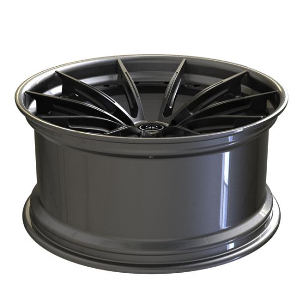 Polished 2 Piece Forged Wheels 19 Inch Staggered Grey Spokes For Volkswagen Stepped Lip Rims