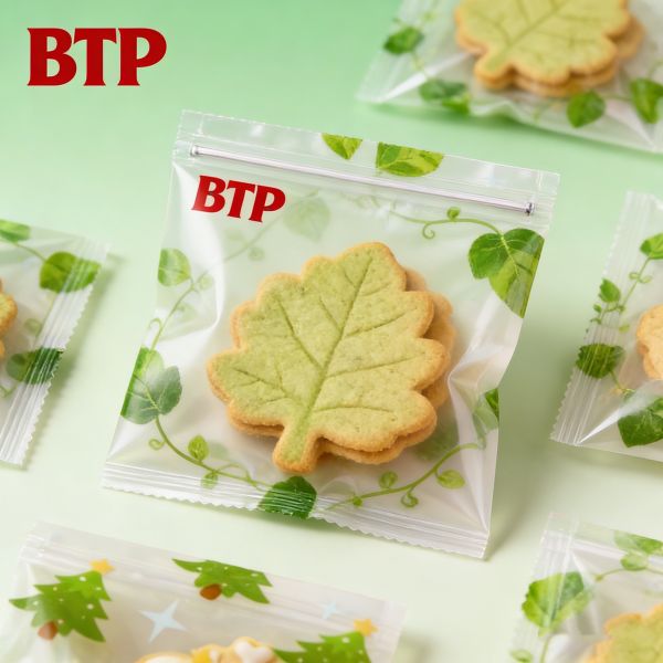 Christmas New Year Food Snack Candy Cookie Moisture Proof Laminated PET/CPP Zipper Plastic  Bag with Window Digital Printed