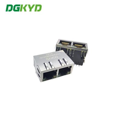 1X2 8P10C RJ45 Multiple Port Connectors With Shielding Shrapnel
