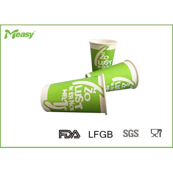Bright Green Cold Paper Cups , Logo custom printed paper cups take away