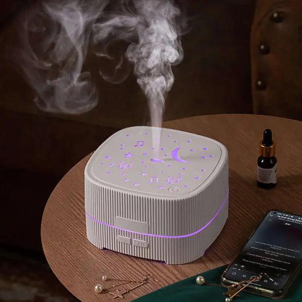 Música Bluetooth para uso doméstico Grande tanque de água Máquina de aroma Desktop Máquina de aromaterapia de estilo moderno Com luz atmosférica apagada