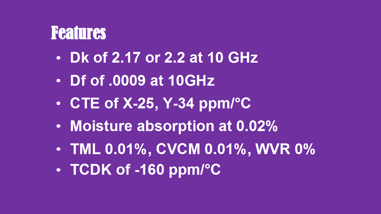 DiClad 880 RF laminates PCB thickness in 20mil (0.508mm), 30mil (0.762mm), 60mil (1.524mm)
