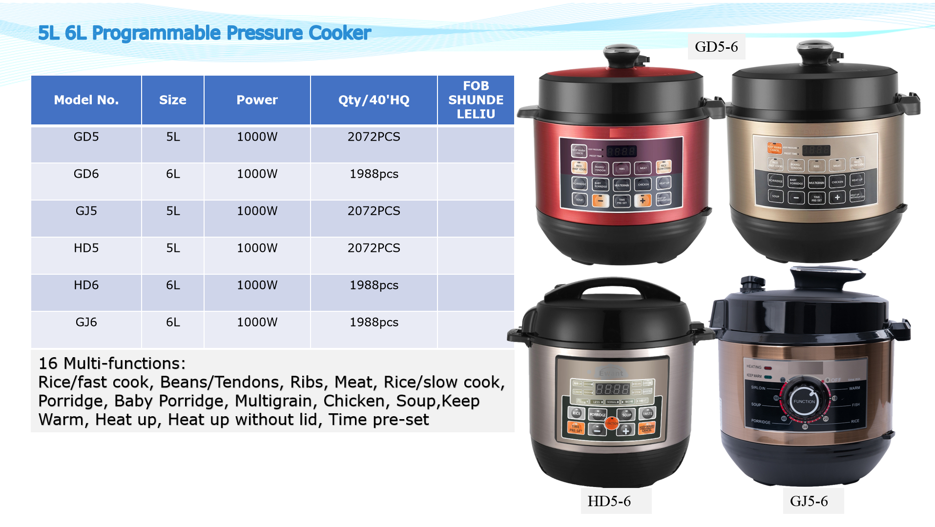 Герметическая электрическая кастрюля йогурта кухонного прибора 1850W 6L с распаровщиком
