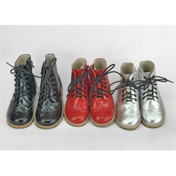 Waterproof EU 23-30 Kids Leather Boot Oxfords Ankle Boots Zipper Slip Genuine Leather