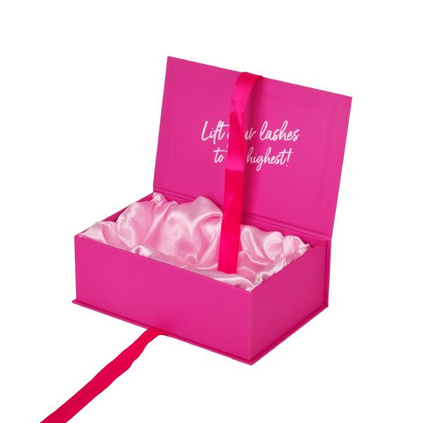 Papel rígido Caixa de presente magnética rosa Embalagem Peruca de cabelo com fita