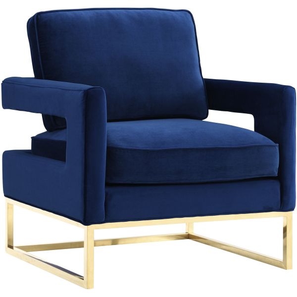 new classic deep blue velvet fabric and stainless steel frame single lounge chair for wedding party event