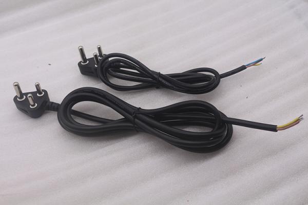Hot selling AC 10A 250V South African black/white  3 Round Pin Power Cord