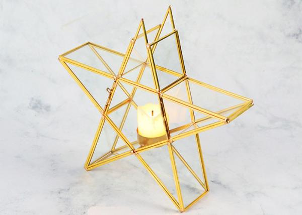 European style star pure copper tabletop decoration wedding gift candlestick tray geometric glass artifact