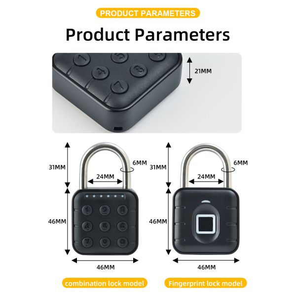 Security Electronic Combination Fingerprint Padlock School Locker Door Lock RARLUX IP67 Waterproof 12-Month Battery Life