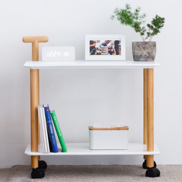 ODM Natural Bamboo Wooden Rolling Kitchen Cart On Wheels