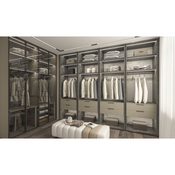 Mail Packing N Wooden Bedroom Dressing Table with 8 Sliding Door Aluminium Wardrobe