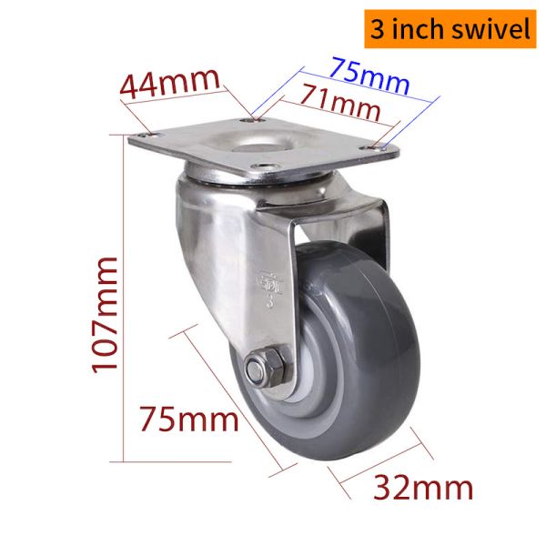 L'acier inoxydable de 3 pouces avec une charge de roue durable de 150 kg