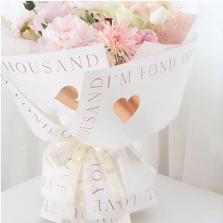 DIY Handmade Gifts Mutiple Color Gold Stamping True Heart Flower Wrapping Paper Waterproof Plastic Paper For Flower Shop