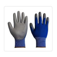 Gants résistants de polyuréthane de revêtement bleu de polyester d'atelier de réparation