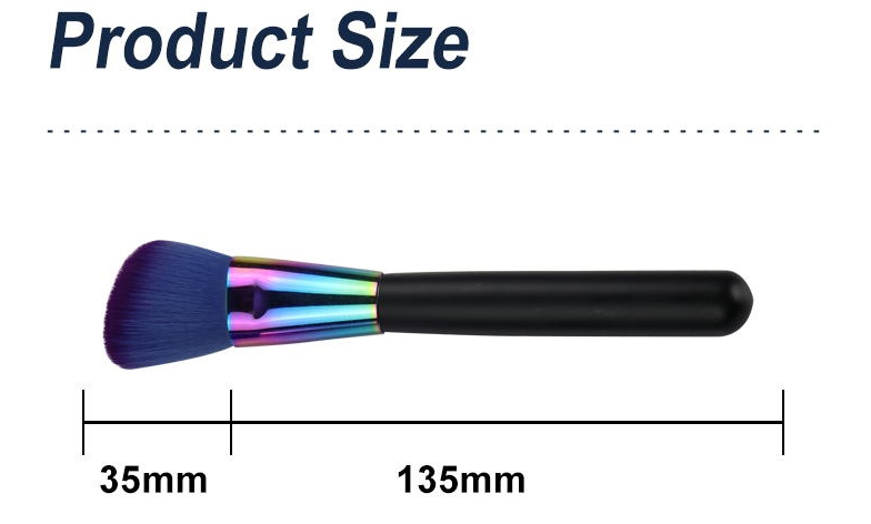 Shiny Cosmetic Brush Set Gradient Color Ferrule And Synthetic Hair