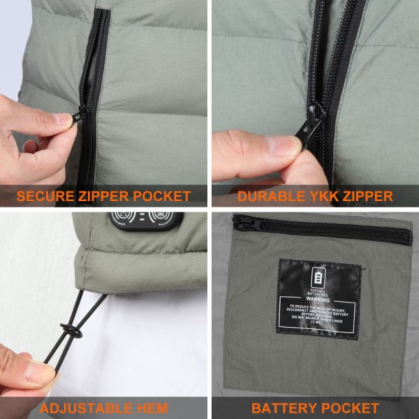 Zipper Heated Waistcoat Sweat Winter USB 5V Collar Smart Warming Heating Cotton