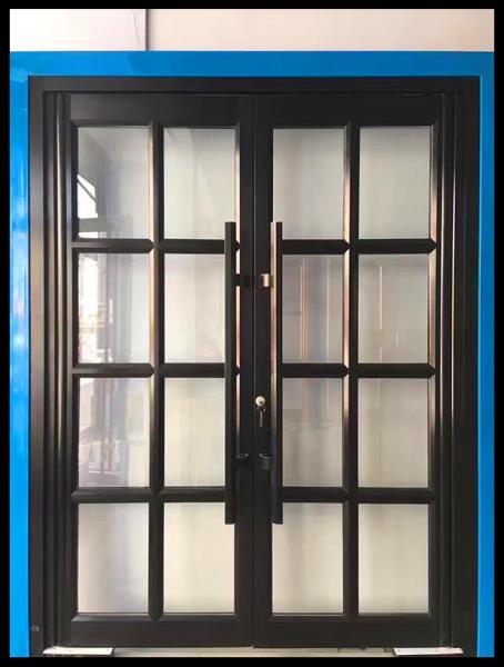 Black  Iron Double floor spring swing Doors Electronic Lock OEM kfc door