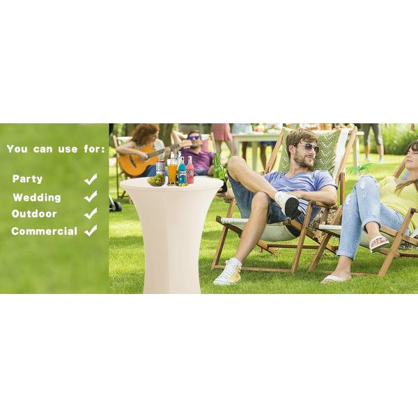 Cubiertas de mesa de cóctel de spandex, ajustadas, elásticas, con esquinas cuadradas, mantel