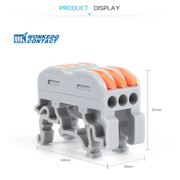 Огнезащитный всеобщий соединитель электрического провода терминального блока вставляемый