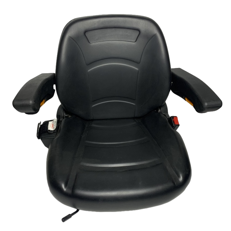 Black PU Leather Forklift Seat with Micro Switch Armrests and 1 Year Warranty