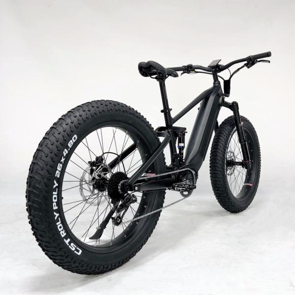 48V 1000W Mid Drive Electric Bike 26 Inch Fat Tire Full Suspension Mountain Ebikes