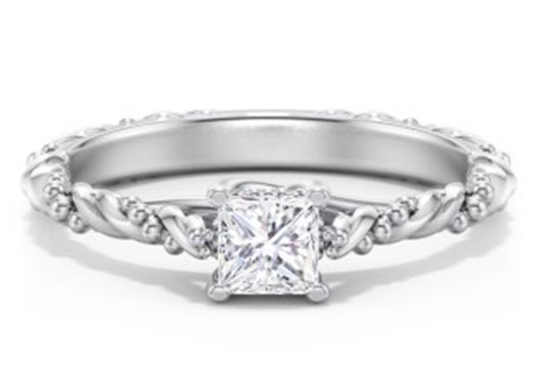 Princess Cut Real Diamond Jewellery Ring Twisted Rope Style 6×6mm Size OEM
