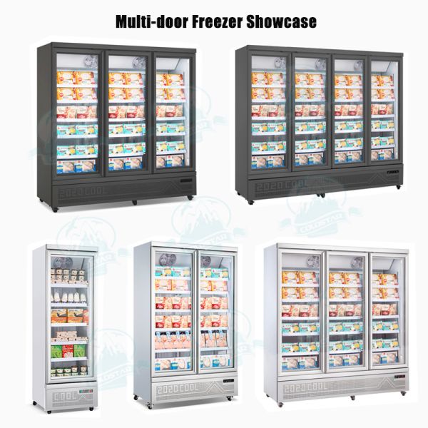 Commercial Triple Glass Freezer 4 Doors Upright Display Refrigerator