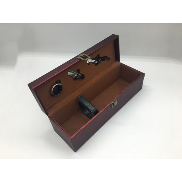 Custom PU Leather Luxury Bottle Packaging / Single Wine Box Hot Stamp Finishing