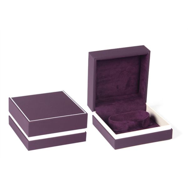 Пурпурная пластиковая шкатулка для драгоценностей покрыла материал бархата для подарка упаковывая изготовленный на заказ логотип